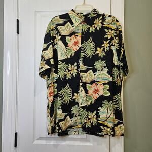 Batik Bay Men's XL Hawaiian Floral Print Short Sleeve Button Down‎ Shirt